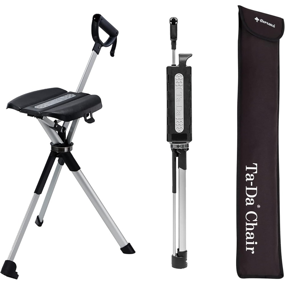 STEP2GOLD Ta-Da Chair 2‎ Walking Stick Cane w/ Foldable Seat Portable Hiking